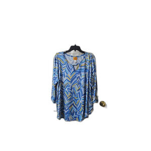 RUBY RD. Plus Size 2X Geometric Leaves Puff Print Knit Top